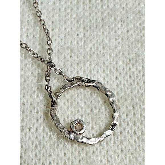 Sterling Silver CZ Orbiting Moon Necklace - 15" - Picture 4 of 9